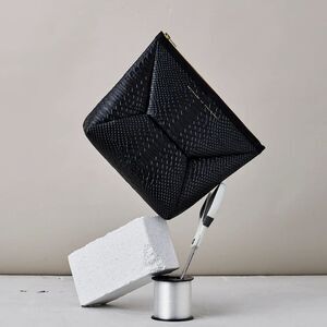 Ampersand As Apostrophe X-Pouch Clutch Black Python Embossed Leather NWT